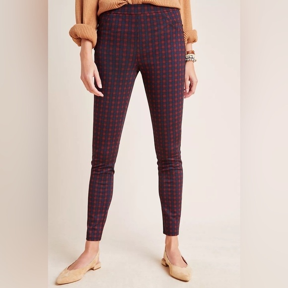 ANTHROPOLOGIE X SANCTUARY FINCHLEY PLAID LEGGINGS RED AND NAVY ANTHRO BOHEMIAN - Picture 3 of 13